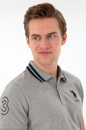 USPA Men Polo Shirt USPA Big Logo Grey Melange VR086 USPOM280 US POLO ASSN.